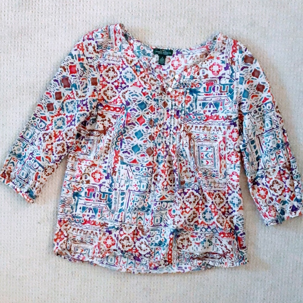 3/4 Sleeve Cotton print blouse